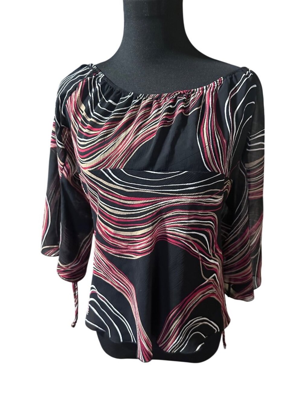 Forever 21 black tan and red semi sheer top size L